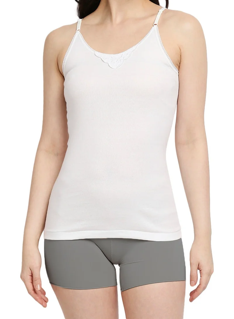 بي واي سي بلوزة قطنية للبنات بحمالات قابلة للتعديل - أبيض